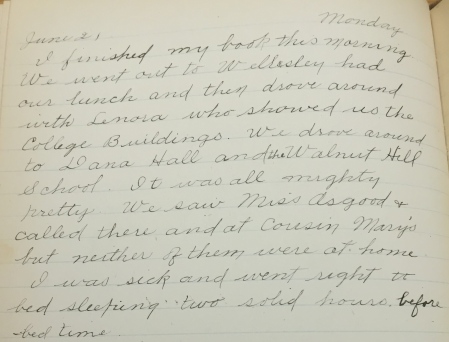From the diary of Ethelinda Deering Fry (June 21, 1909)